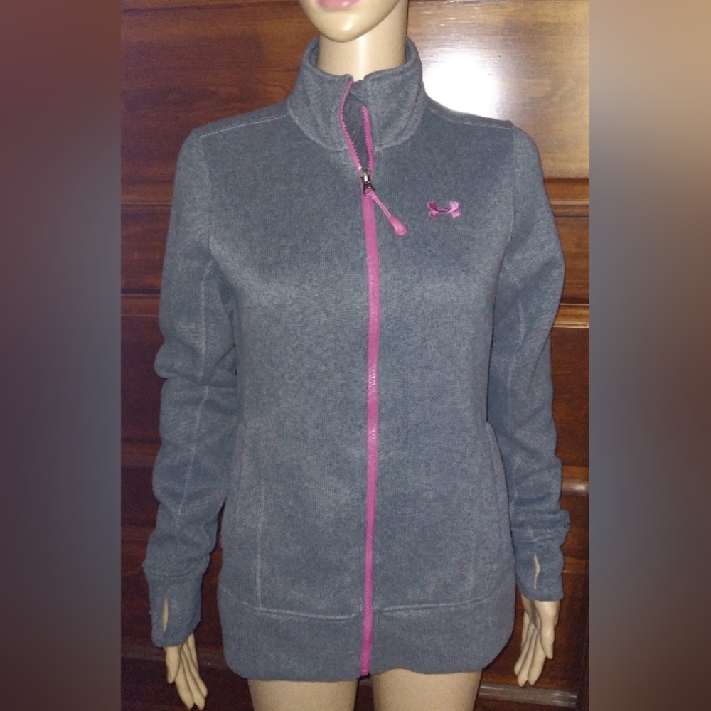 Under Armour Gray Jacket with Pink Accents Ladies SMALL